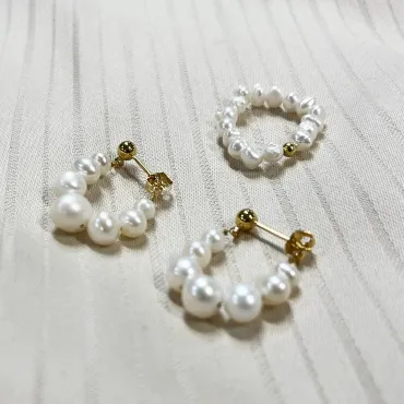 PearlString fingerring med Øreringesæt