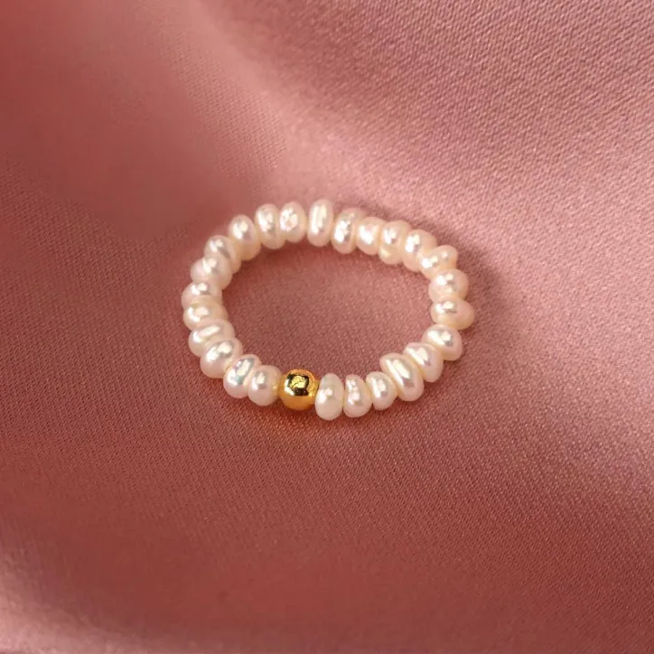 PearlString fingerring med Øreringesæt - 2