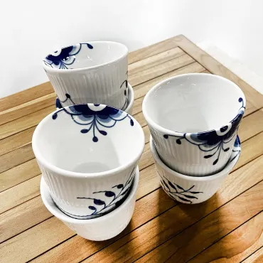 6 stk. Royal Copenhagen Blå mega riflet termokopper 26cl