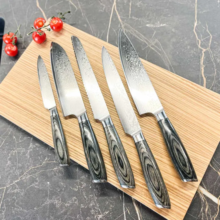 5 knive og Acacia skærebræt - 2