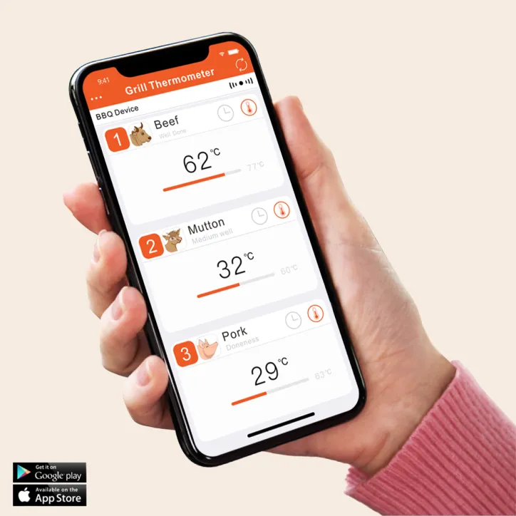 Trådløst stegetermometer og acacia skærebræt - 2