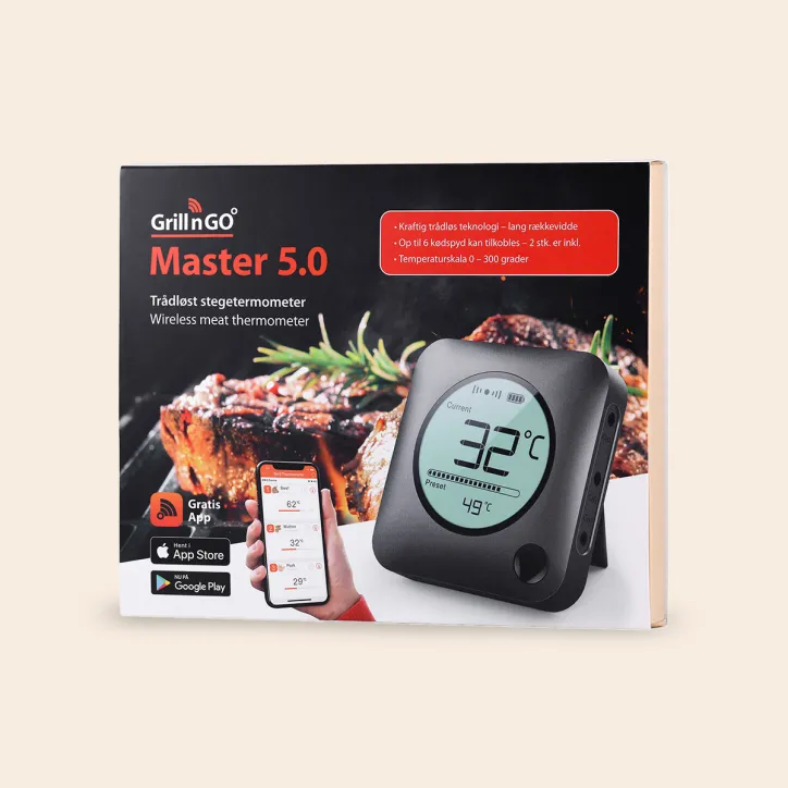 Trådløst stegetermometer og acacia skærebræt - 3