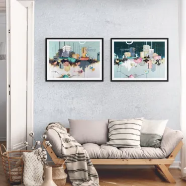 2 stk. art print 50x70 - Skyline & City At Night