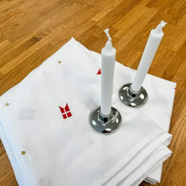 Georg Jensen KOPPEL lysestager med Tillykke dug