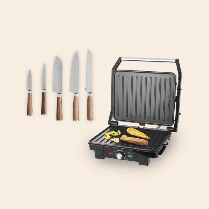 Panini grill og knivsæt