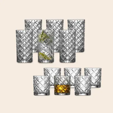 Lyngby Glas Krystal Diamond Mix med 12 glas