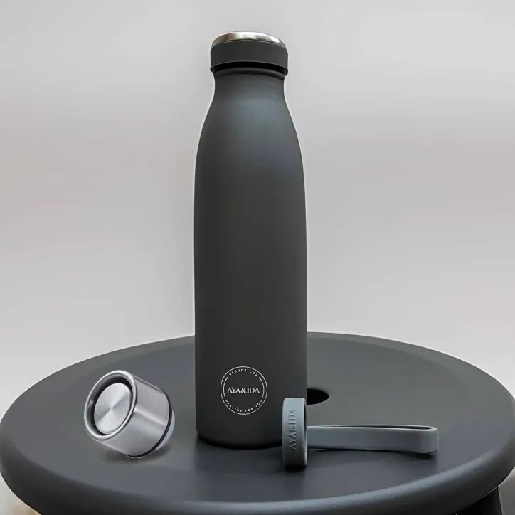 Termoflaske, sportslåg og bottle handle