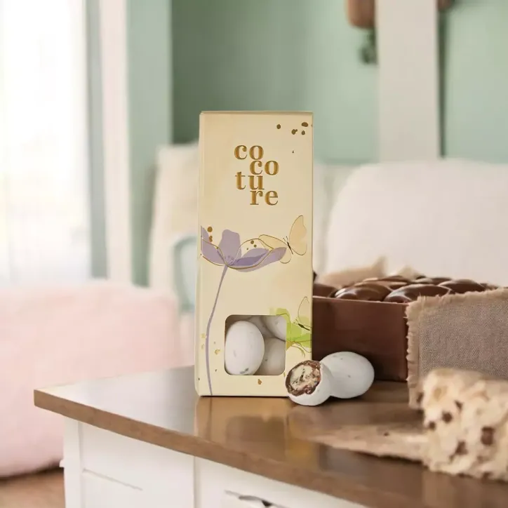 Cocoture gul dragébox chokolade med stracciatella