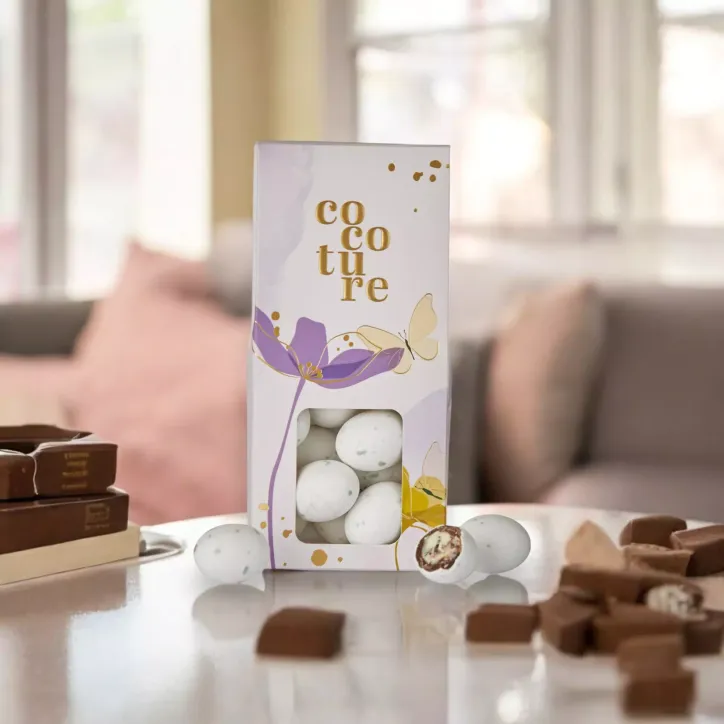 Cocoture Hvide stracciatella dragéæg i æske