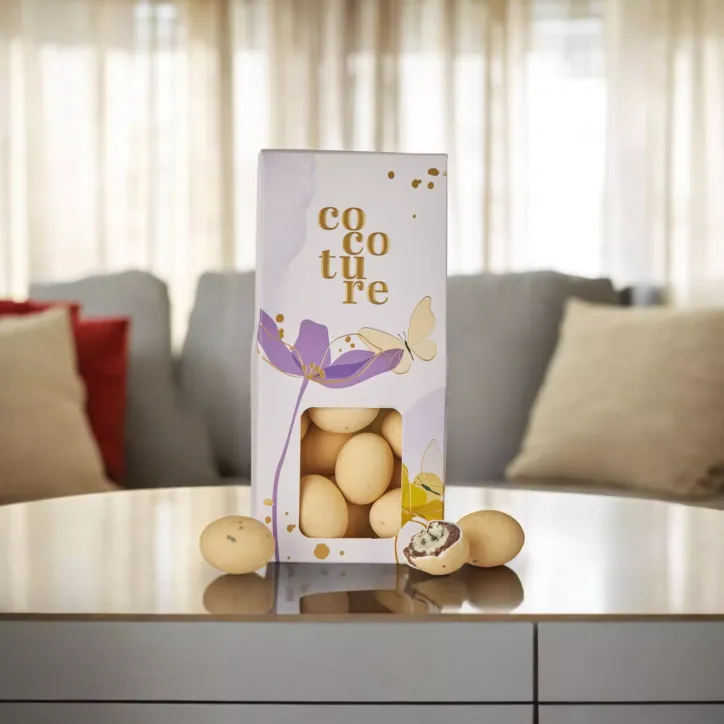 Cocoture stracciatella dragéæg i lilla æske