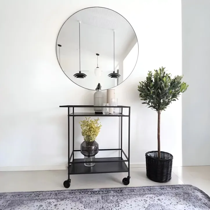 House Nordic Vita Barvogn med 2 hylder i sort stel