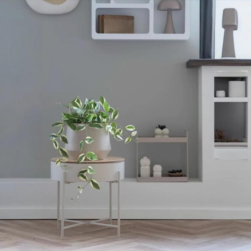 Sisco bakkebord i beige Ø40 cm