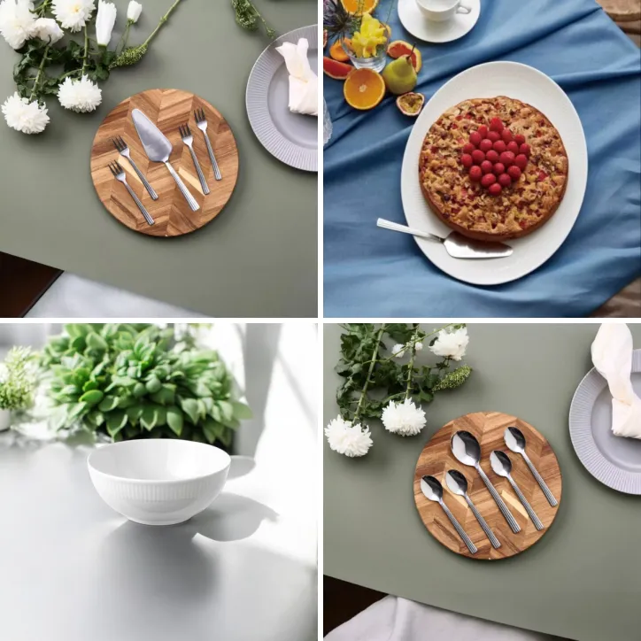 AIDA Relief salatskål, serveringsfad og 2 x Groovy dessertbestik (5 dele)