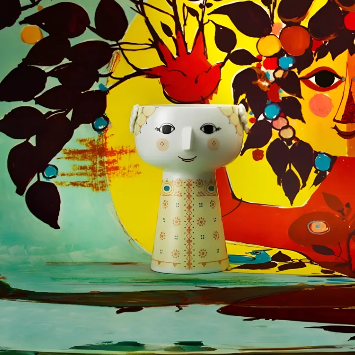 Bjørn Wiinblad Eva vase 15 cm i soft gul porcelæn