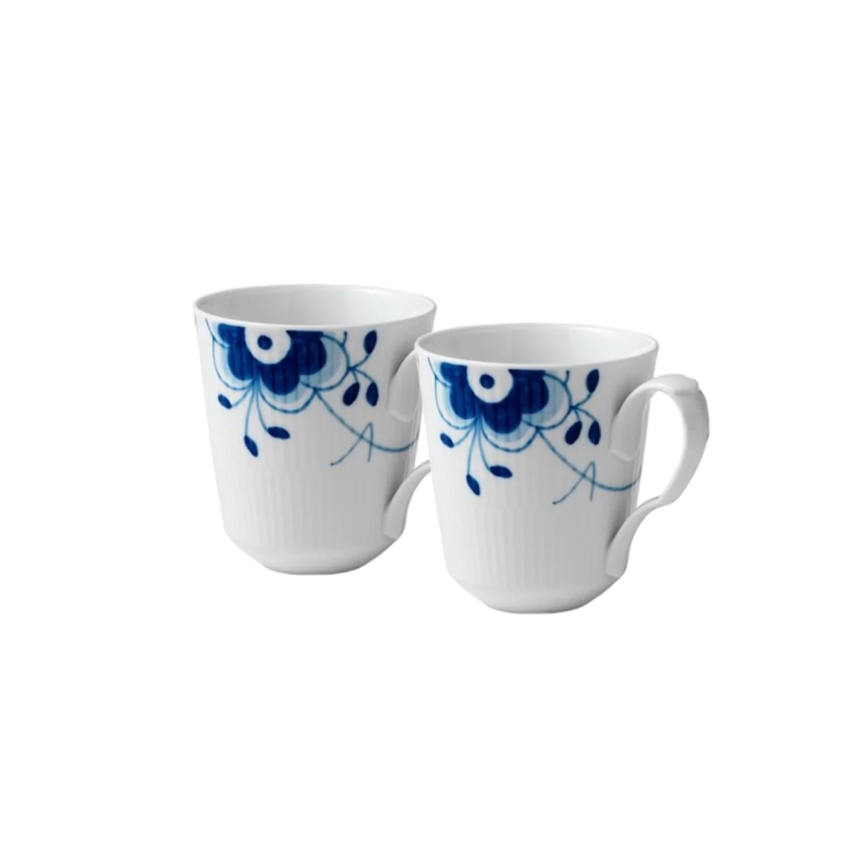 Royal Copenhagen 2 stk. Blå Mega Riflet krus (37 cl), Blå Mega kande (38 cl)
