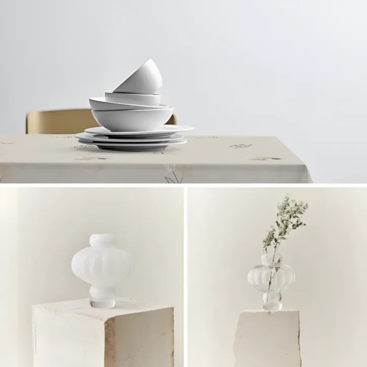 Louise Roe Vase 02 & Södahl Dug 140x220 cm