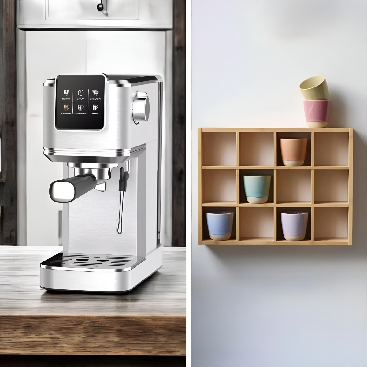 Espressomaskine med 6 stk. Colour krus 30 cl.