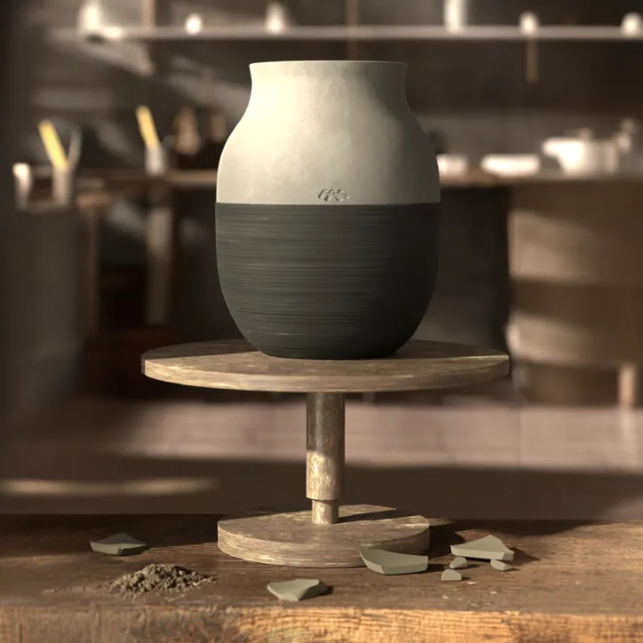 Kähler Omaggio Circulare Vase H20 cm Antracitgrå