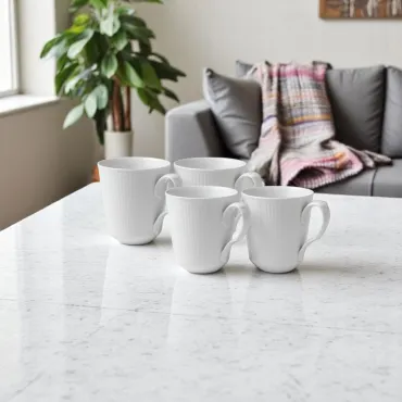 4 stk. Royal Copenhagen Hvid Riflet Krus, 38 cl