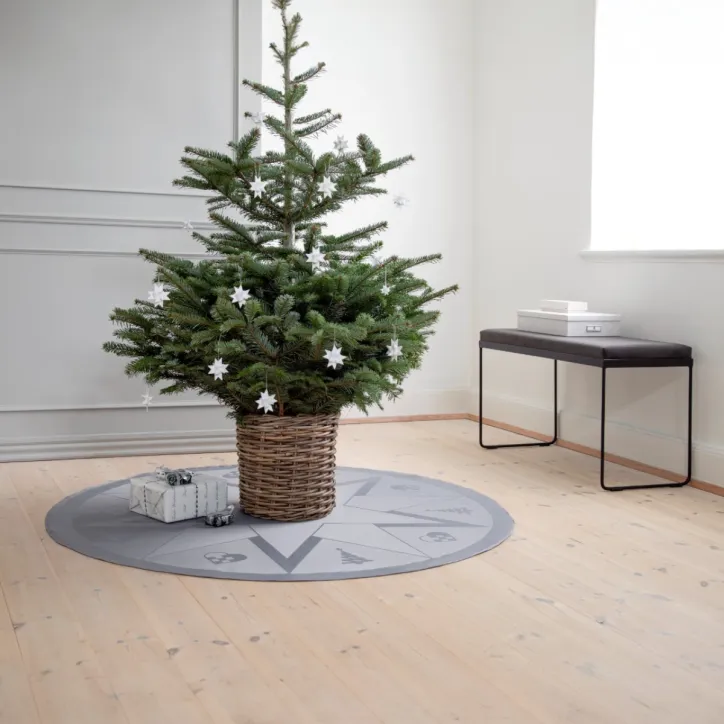 Novoform STARS juletræstæppe i Winter Grey Ø140 cm