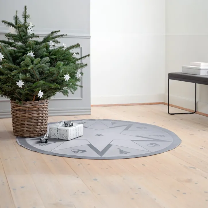 Novoform STARS juletræstæppe i Winter Grey Ø140 cm