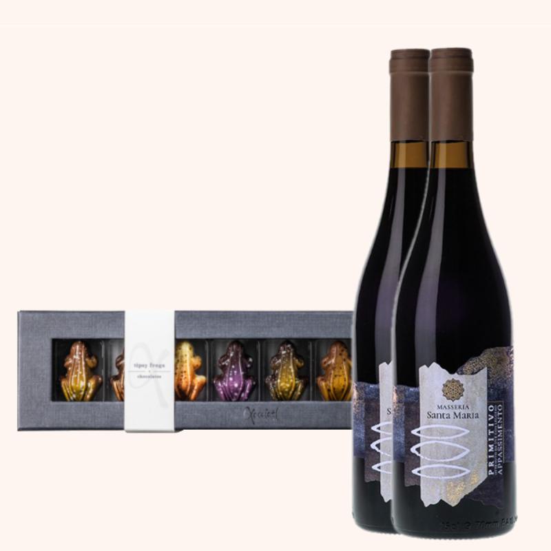 2 lækre flasker vin & chokolade