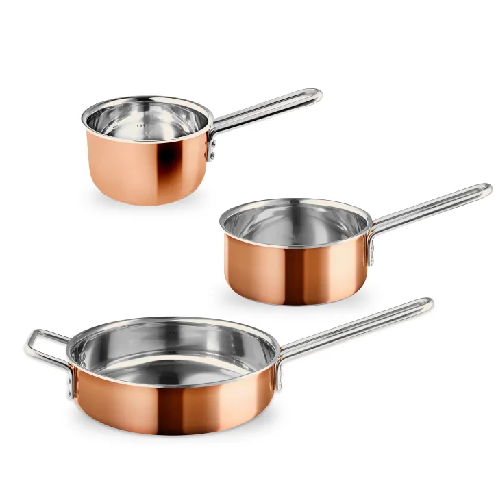 Kobber sauterpande, gryde og kasserolle