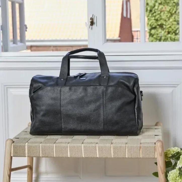 Rejsetaske i Columbia læder - sort