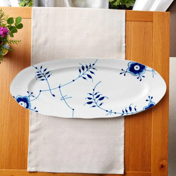 Royal Copenhagen Blå Mega Riflet Fad 60 cm