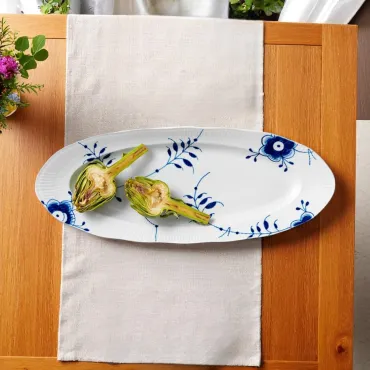 Blå Mega Riflet Fad 60 cm