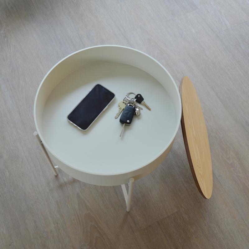 Sisco bakkebord i beige Ø40 cm - 1