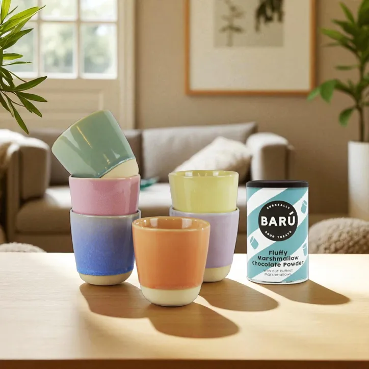 RAW Colour krus 6 stk. og Barú chokoladepulver