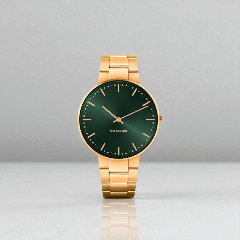 Arne Jacobsen City Hall armbåndsur med guldlænke 40 mm