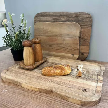 Sæt af Skærebrætter med kværnsæt i teak
