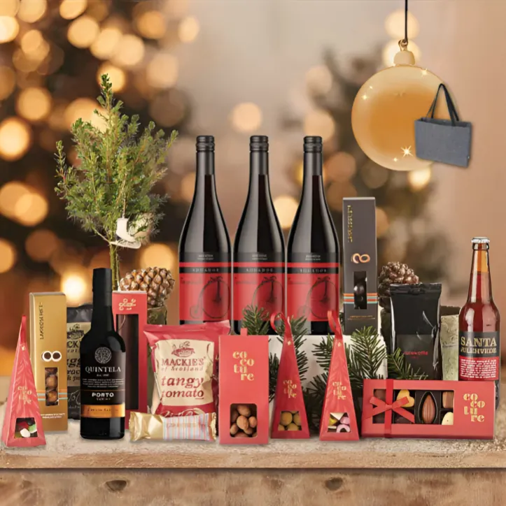 Red Christmas delikatesse med portvin og taske