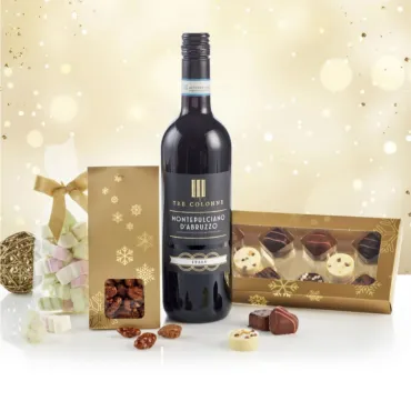 Juleposen med rødvin, chokolade, mandler og skum