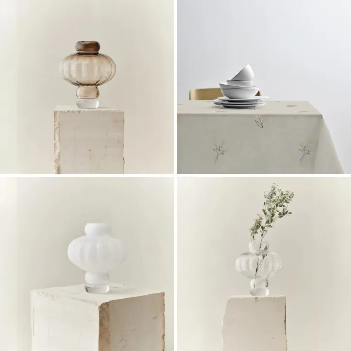 Södahl dug og Louise Roe Vase, tre elegante glasdesigns