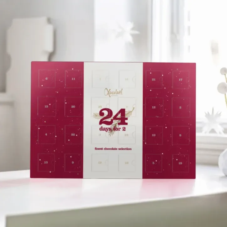 Julekalender med blandet chokolade og fyld