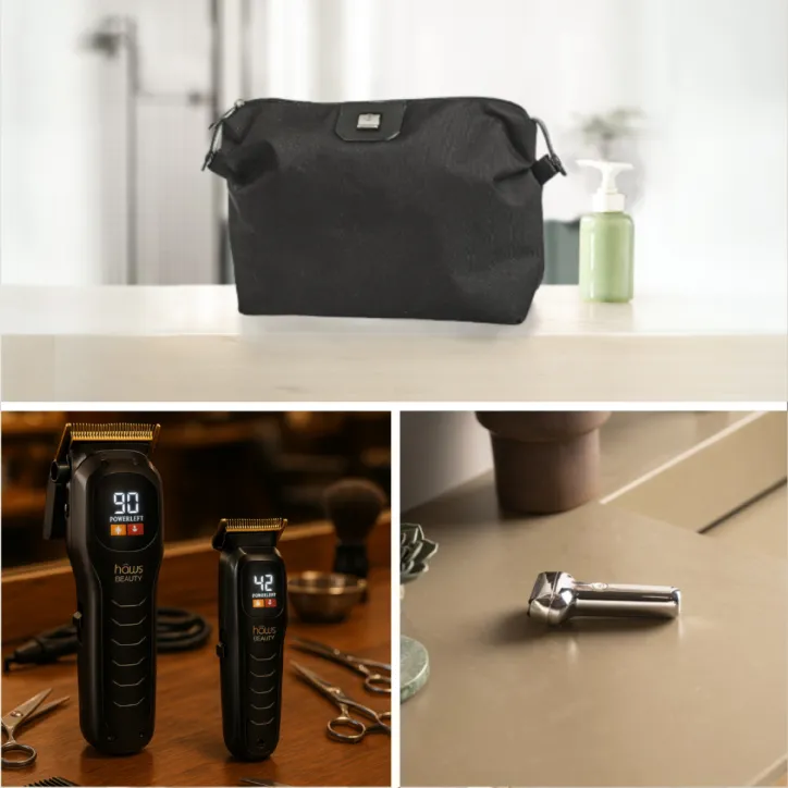 Trimmer, shaver og toilettaske