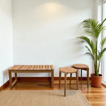 Piccolo Skammel 2 stk. med bænk i teak