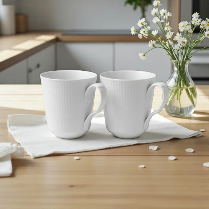 4 stk. Royal Copenhagen Hvid Riflet Krus, 38 cl.