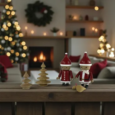 Sæt af Håndlavede Træfigurer