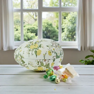 Metal påskeæg Yellow flowers m. påskeblanding