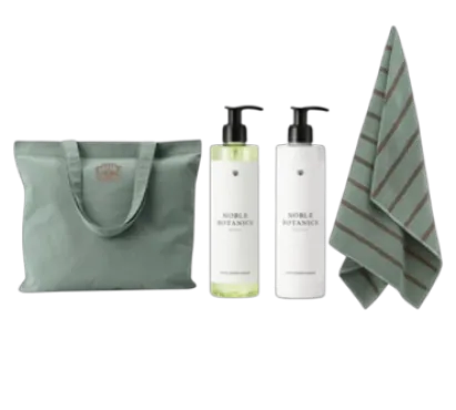 Georg Jensen Damask Sea badelagen, hudpleje & tote taske - sage green