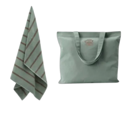 Georg Jensen Damask Sea badelagen og tote bag - sage green