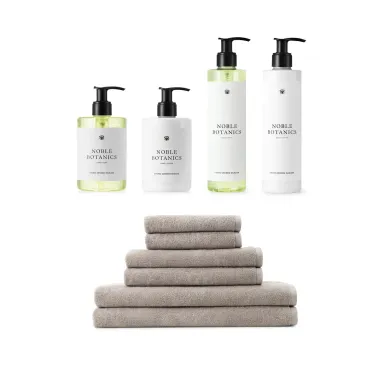 Georg Jensen Damask 2x ekstra large håndklædepakke & hudpleje - taupe