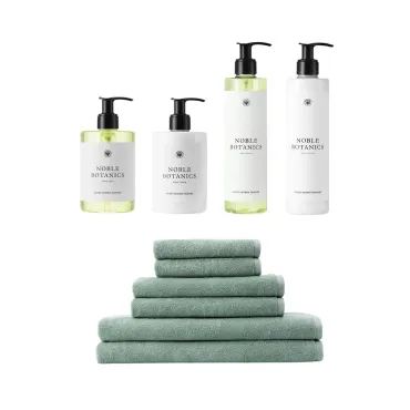 Georg Jensen Damask 2x ekstra large håndklædepakke & hudpleje - sage green