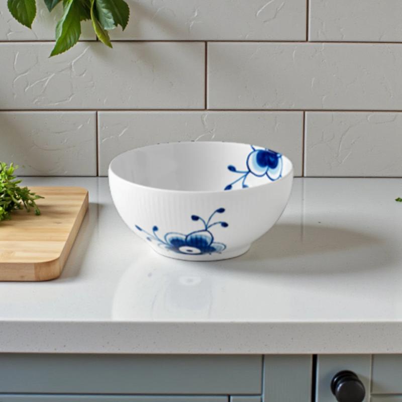 Royal Copenhagen Blå Mega Riflet skål 15 cm - 3