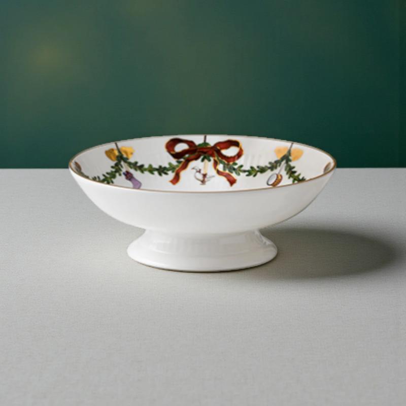 Royal Copenhagen Stjerne Riflet jul skål på fod 18 cm