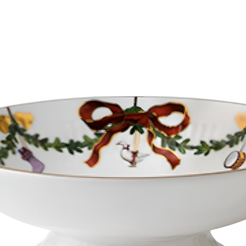 Royal Copenhagen Stjerne Riflet jul skål på fod 18 cm - 3